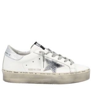 Golden Goose Deluxe Brand GGDB HighStar Sneaker Size 38 white silver
